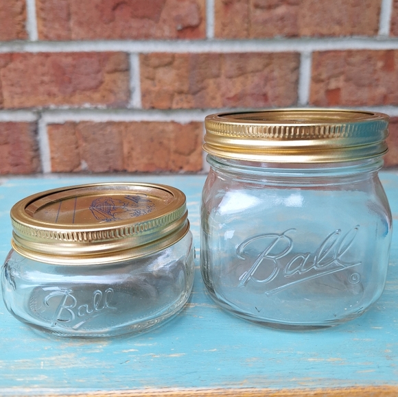 2 Ball Mason Jars Widemouth Glass Unique Size 250ml 500ML Jar w Lid Flat Short - Picture 6 of 16